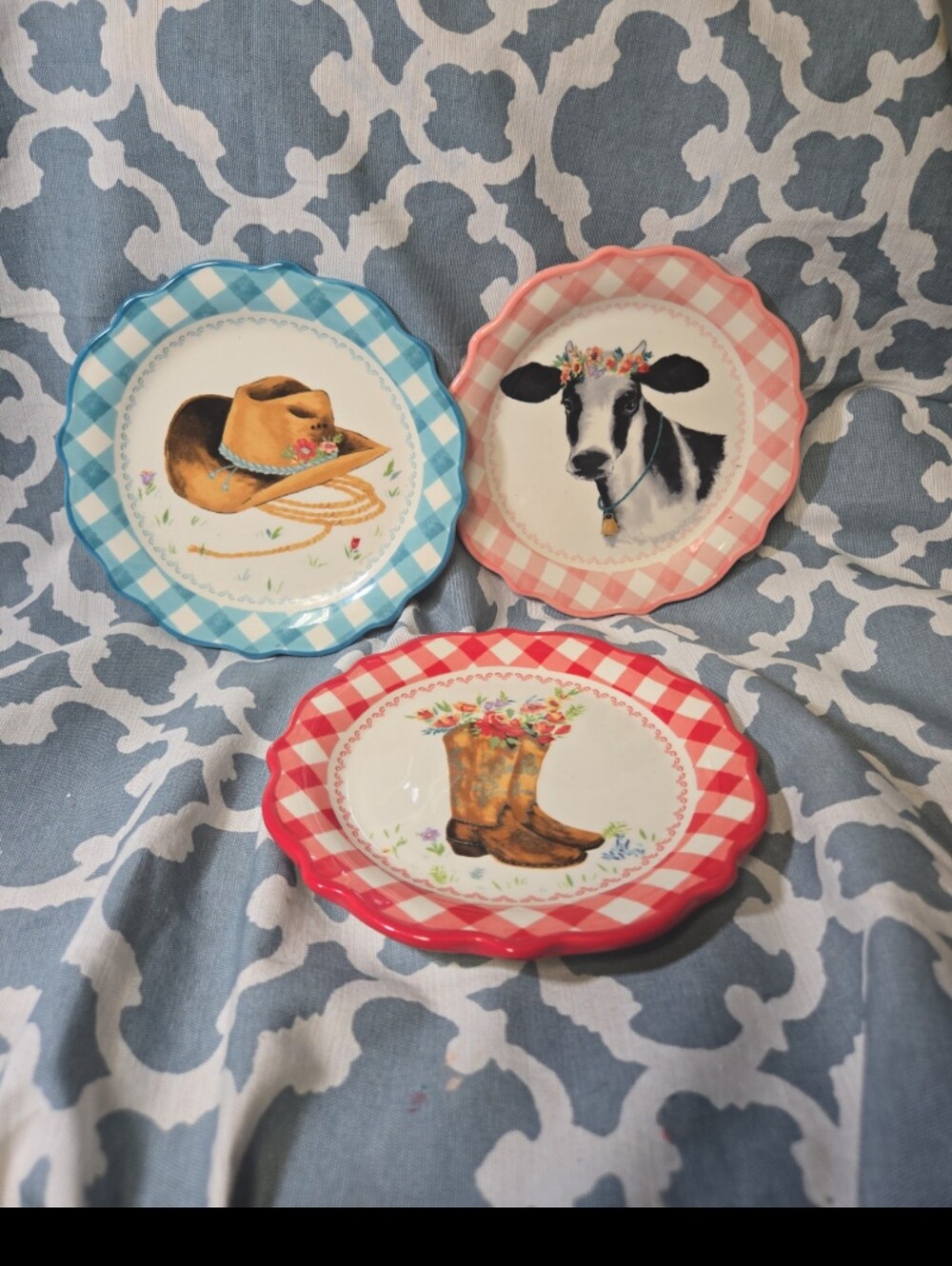 Set of 3 Pioneer Woman appetizer plates Western farmhouse